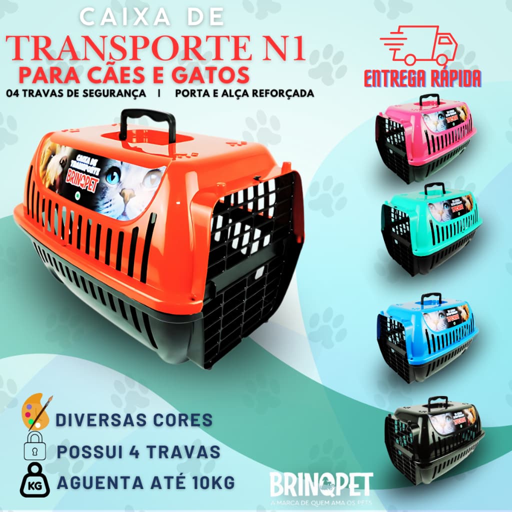 Caixa Transporte Pet N°1 Para Cachorros Pequenos E Gatos - Brinqpet