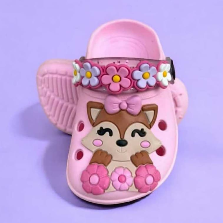Babuche Sandalia Infantil Menina Raposa Raposinha Flor Leve Confortavel Delicado Antiderrapante