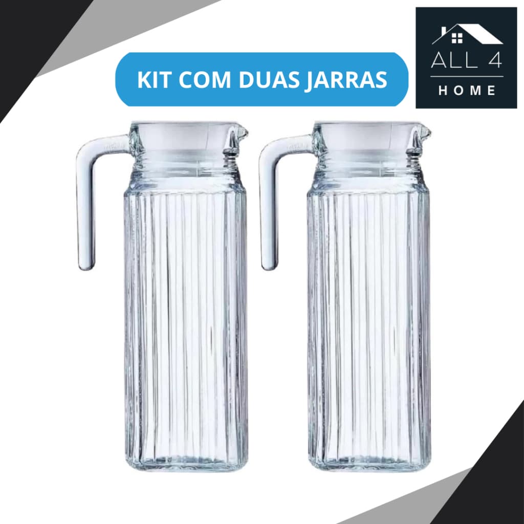 Kit 2 Jarras De Vidro Suiça 1 Litro