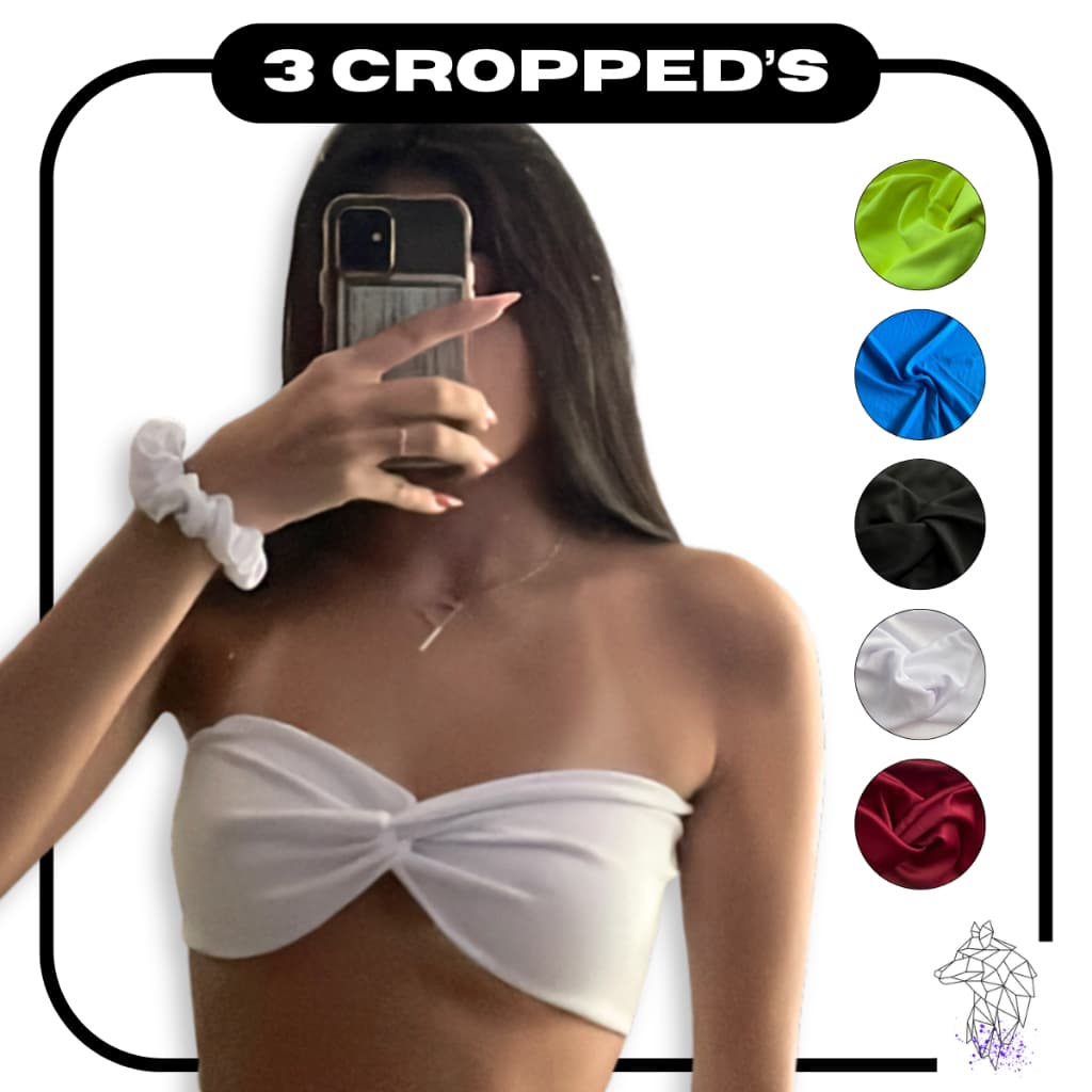 3 Cropped Top Faixa Feminino Sem Bojo Verão Blogueiras