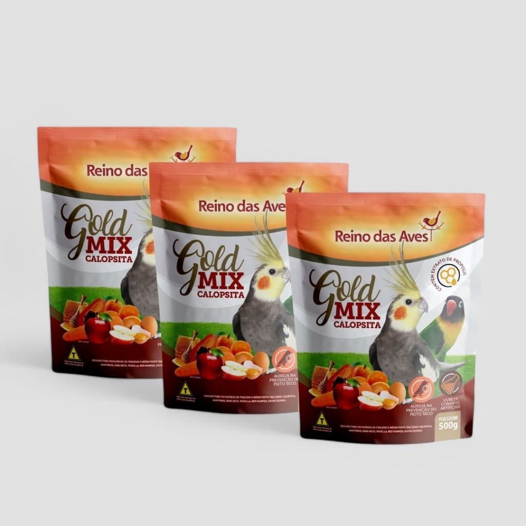 Kit 3 Calopsita Gold Mix 500G