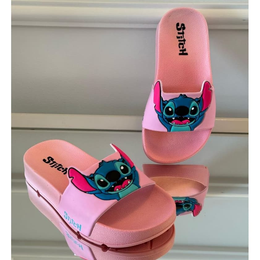 Sandália Adulto Feminina Slide Nuvem Infantil Stitch Pala Diversão Solado Macio e Confortável