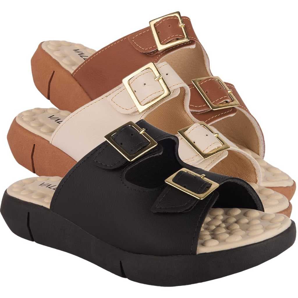 Kit 2 pares Chinelo Ortopédico Feminino Fivelas Sandália Fascite Sola Massageadora Birken Tamanco