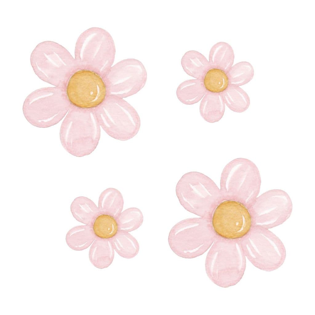 Kit 90 Adesivos De Parede Infantil flor Flores Margarida Menina Bebê Quarto Jardim Aquarela
