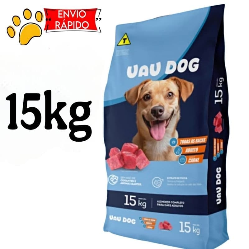 Ração para cães adultos Uau Dog todas as raças 15kg Envio rápido