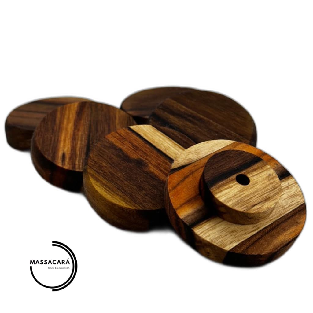 Puxador / Pomel de Madeira Nobre para Tampa de Panela | Kit 4, 6, 8 ou 10 Unidades com Parafusos