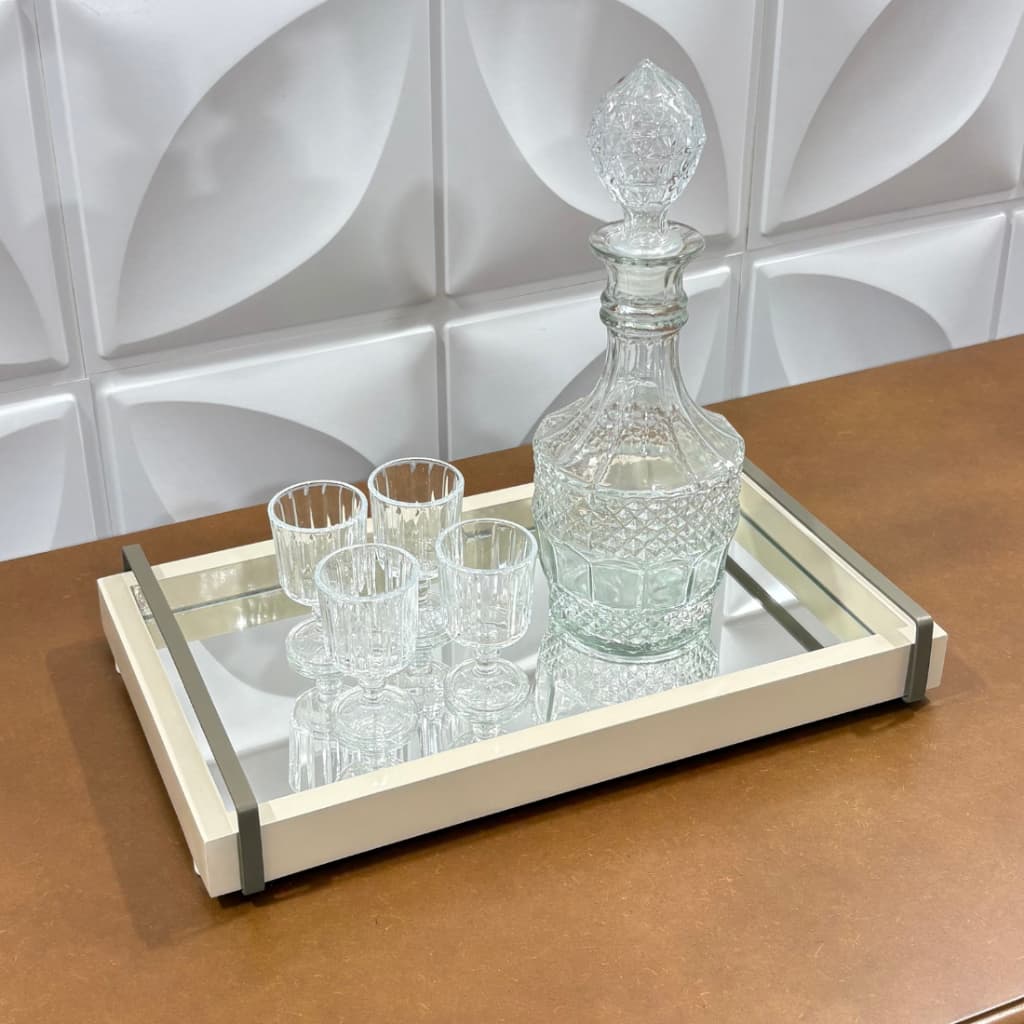 bandeja decorativa cantinho do café 40x23 com alça para servir e decorar