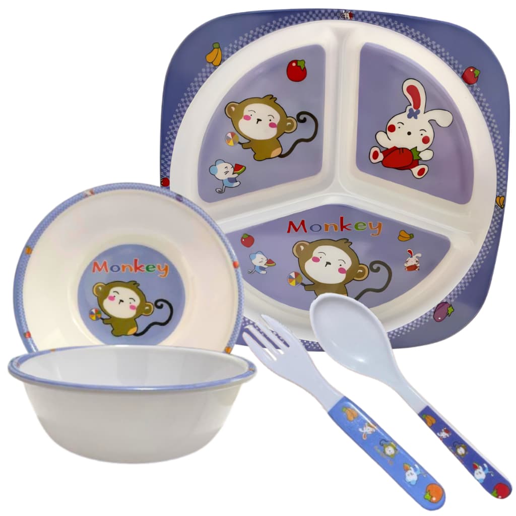 Kit Utensílios Prato C/ Divisória Para Bebê Criança Tigela Talher Infantil Varias Estampas
