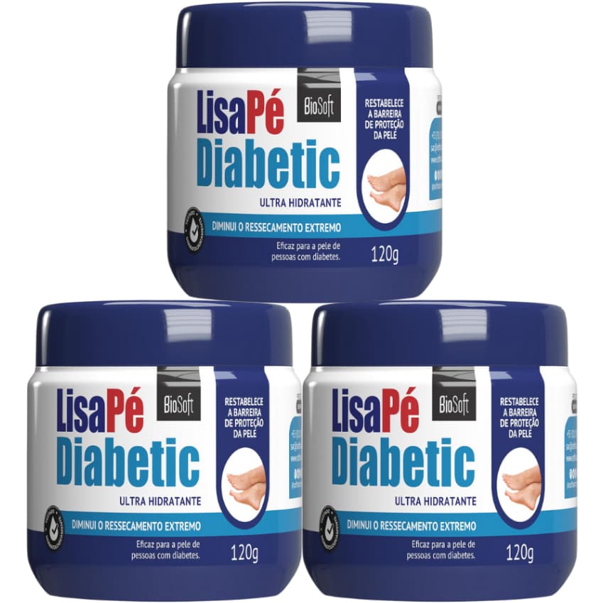 Creme Hidratante Lisa Pé Diabetic 120g Biosoft 3 Unidades