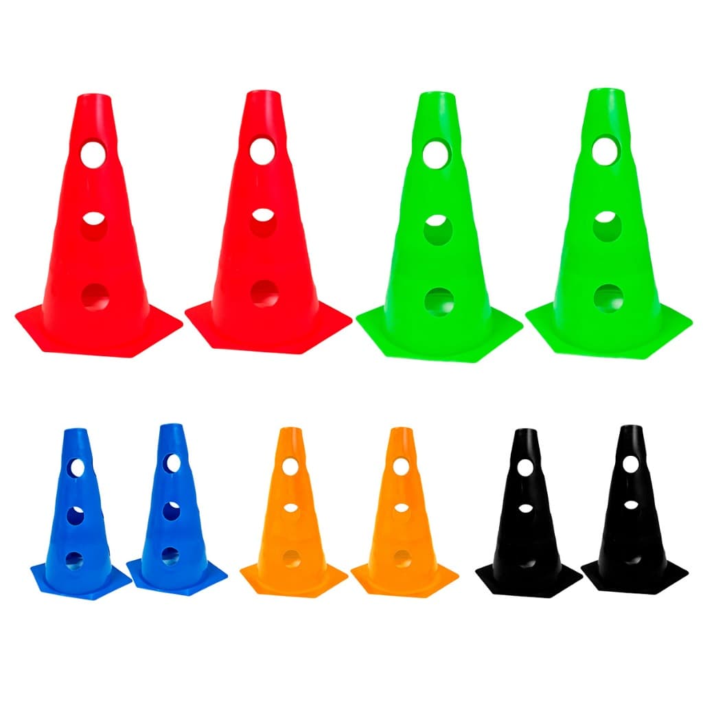 10x Mini Cone Sinalização Esportivo 23cm Agilidade Furado
