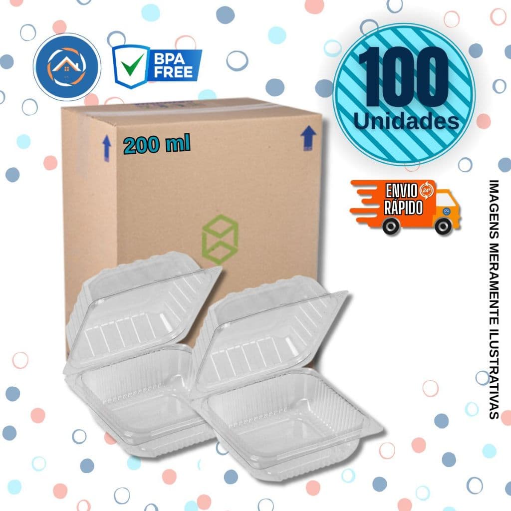 Embalagem para Bolo, Doces, Sobremesa - DOCE QUADRADO 200ml (641) c/100 Unidades