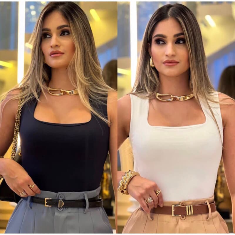 Kit 2 Body Quadrado Decote Regata Blusinha Suplex Premium Feminino Blusa