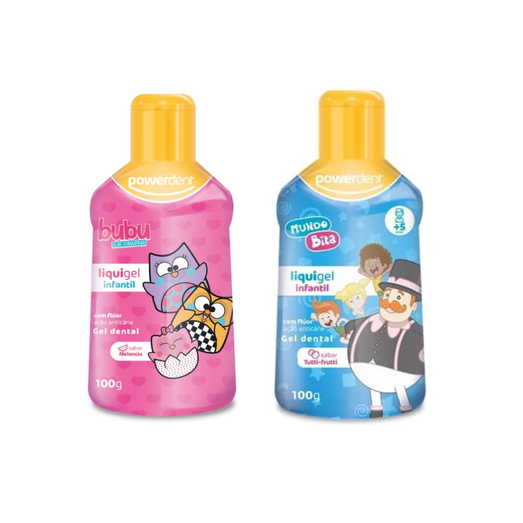Creme Dental Powerdent Liquigel Infantil Bubu e Mundo Bita 100g (2453-2446)