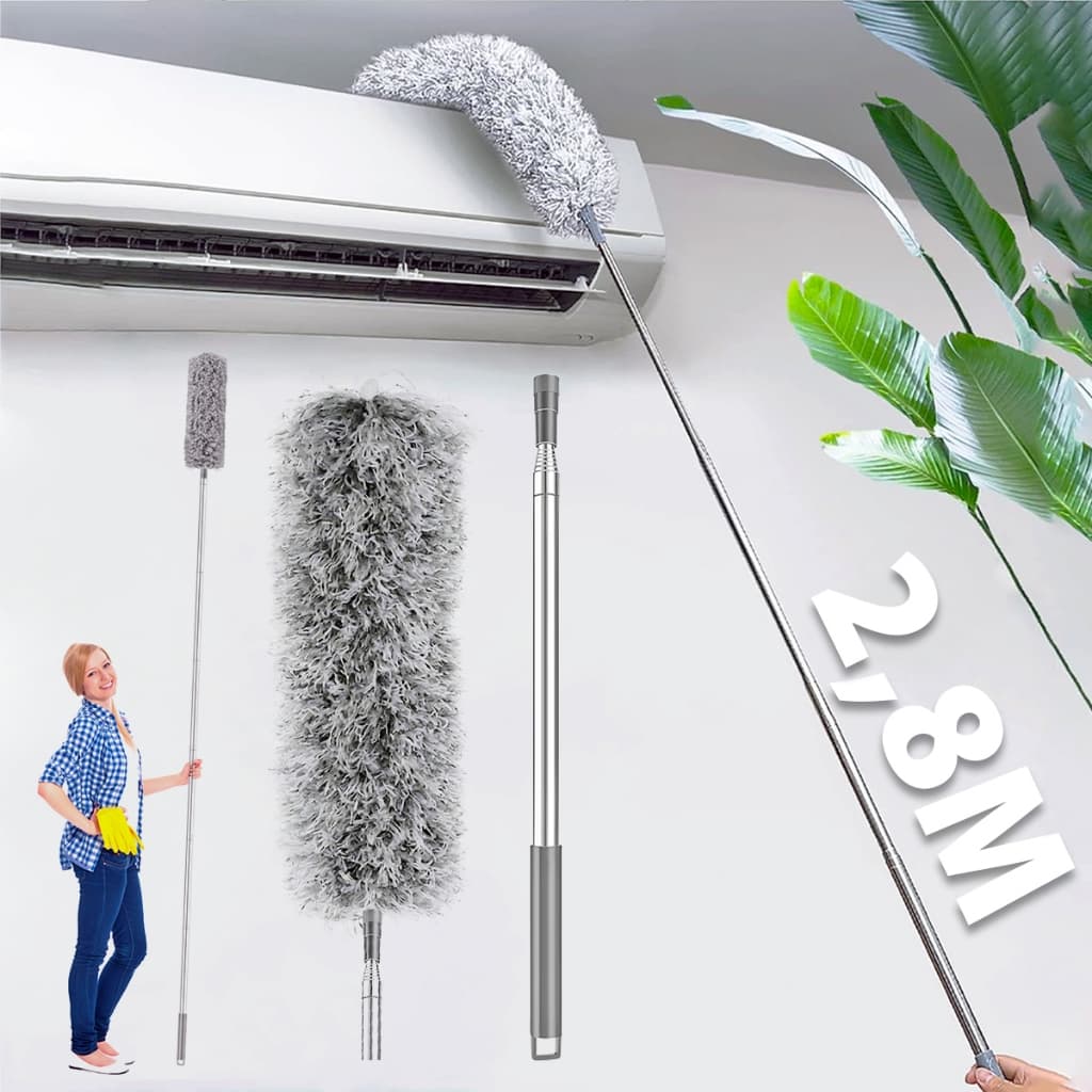 Espanador de Pó Para Limpeza em Microfibra Com Cabo Extensor e Retrátil Lavável 2,8m Novidade