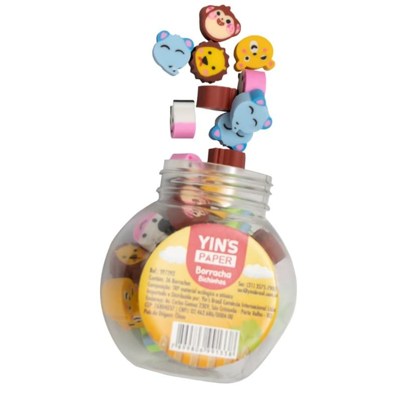 Potinho Borracha Mini Bichinhos - 36 Unidades