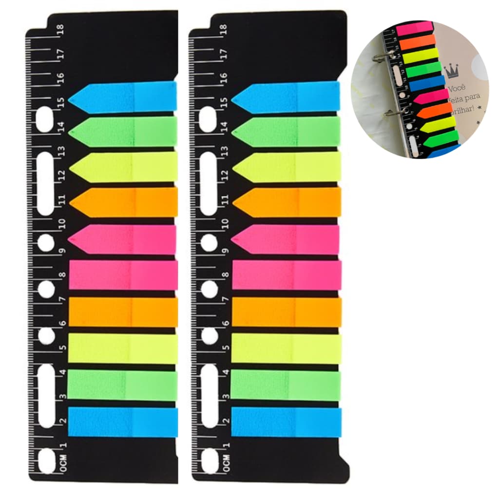 400 Marcador De Página Com Régua Lembrete Bloco Adesivo Fichário Organização Escolar Estudo