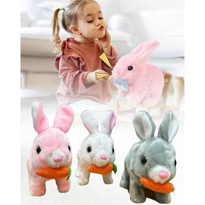 2025 novo Bichinho Brinquedo De Pelúcia Coelho Coelhinho Elétrico Infantil Para Caminhar e Pular Páscoa