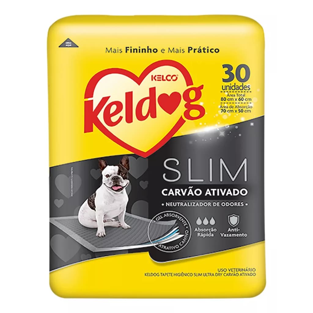 Tapete Higiênico Kelco Keldog Slim Carvao Ativdo 30un 80x60cm