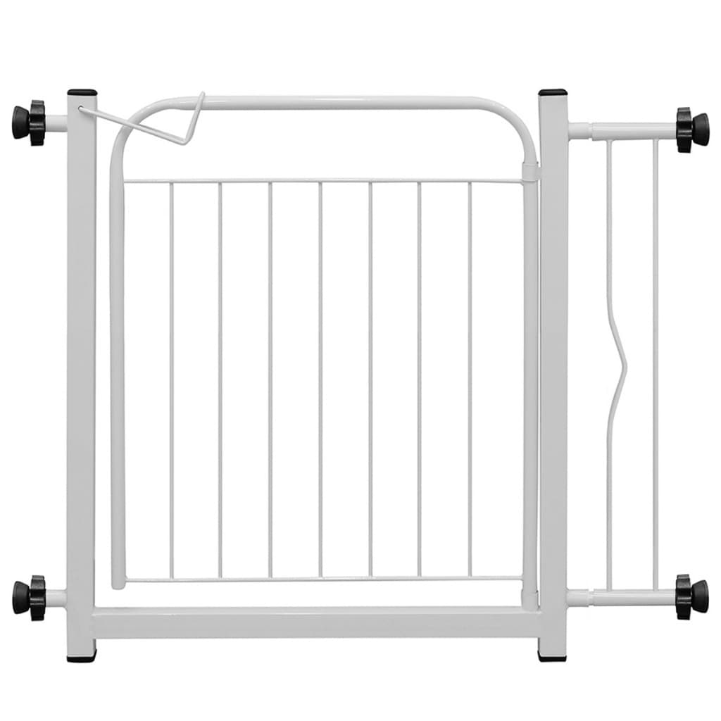 Portãozinho Pet Criança Branco 69cm – Aço Inox, Ajustável, Sem Furos C/ Extensor