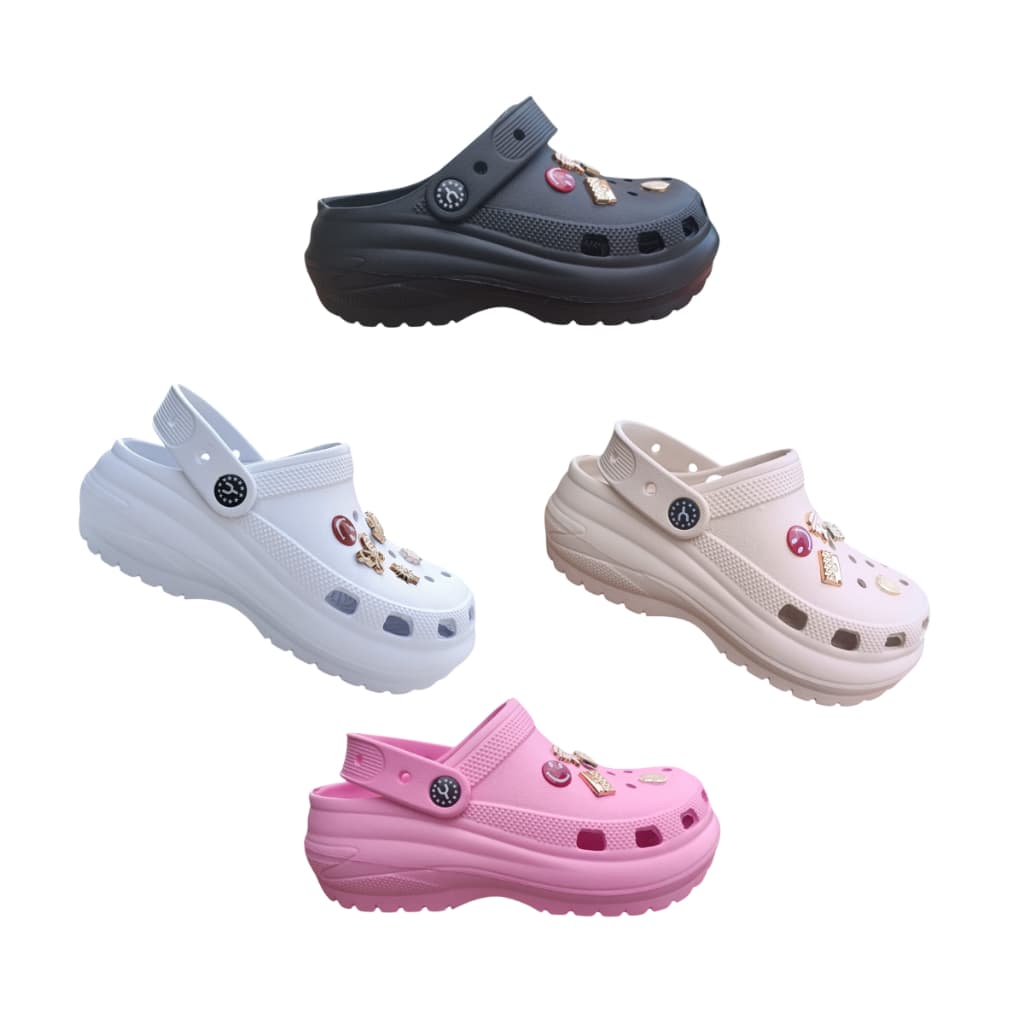 Babuche Sandália Plataforma Alta Nuvem Pins Botons Macia Conforto