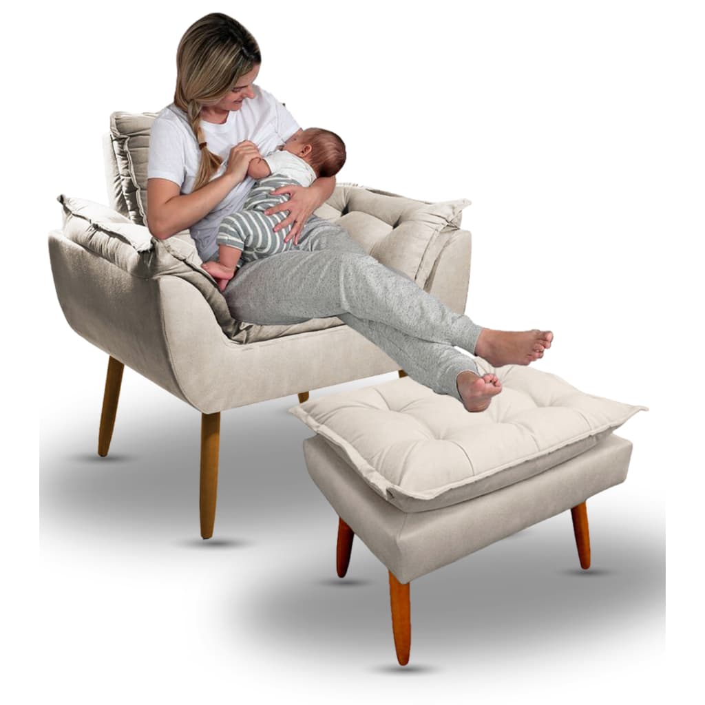 Poltrona Para Amamentação - Poltrona Decorativa -  Poltrona com Puff - Poltrona Para Sala De Estar