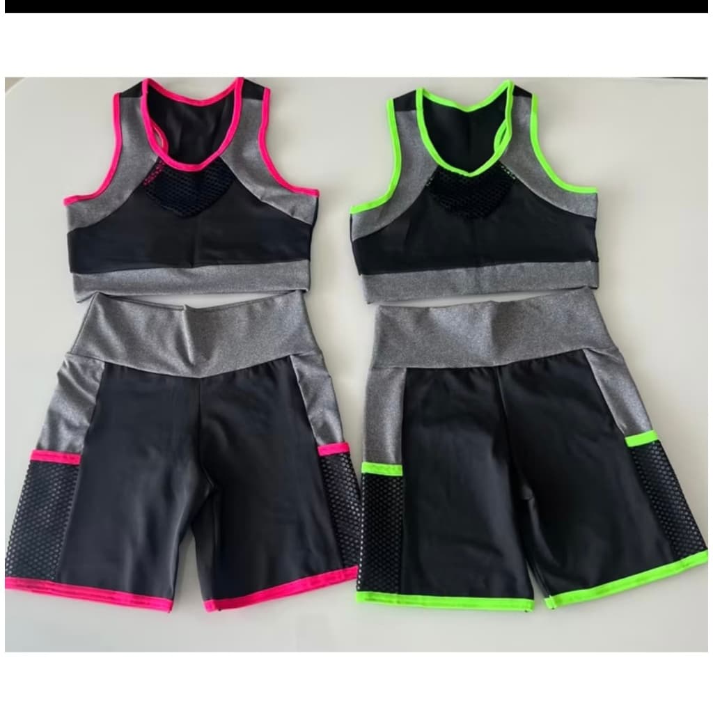 Conjunto Short Cintura alta e Top Academia sem bojo Suplex