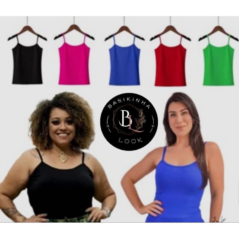 KIT COM 5 BLUSA ALCINHA REGATA EM MALHA SUED*CORES VÃO SORTIDAS* TAMANHO ( P M  G) KIT COM 3 PEÇAS