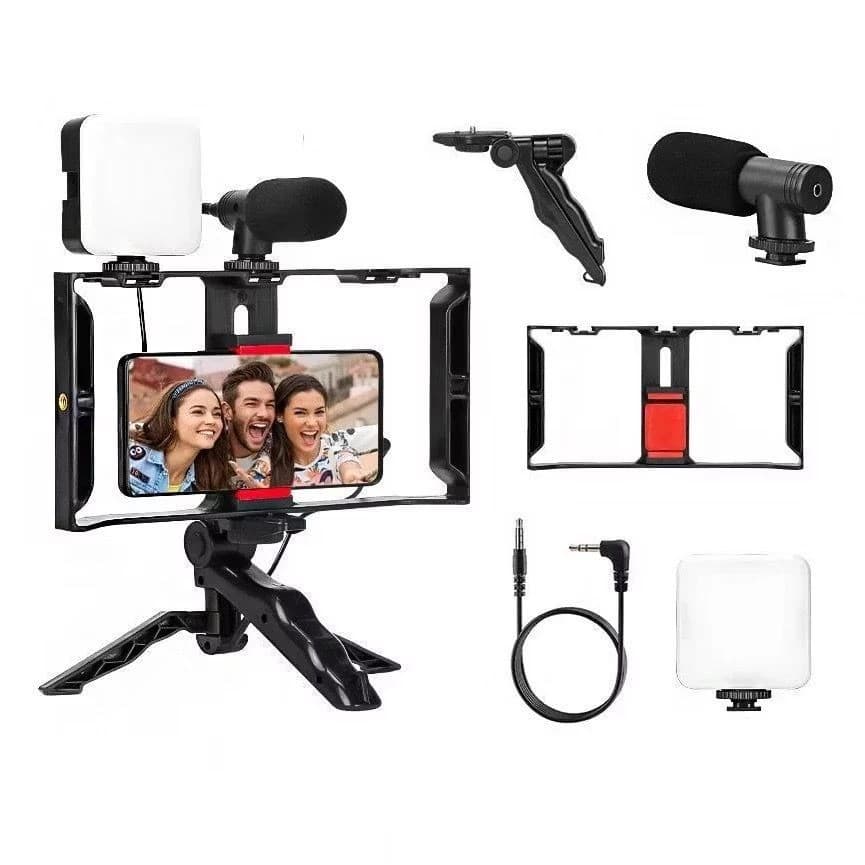 Kit Estabilizador Video Making Suporte De Gaiola De Coelho Com Tripés Móvel Para Celular E Câmera