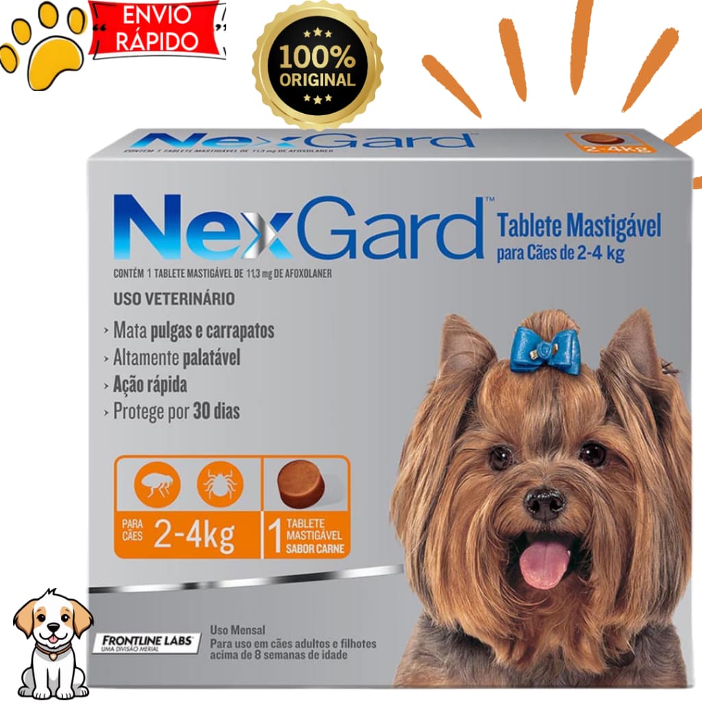 Antipulgas e Carrapatos Nexgard para cães de 2 a 4kg - Envio Rápido