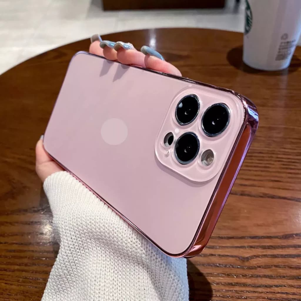 Capinha Capa Case Vidro de Luxo Premium Fosca Cromada Para iPhone 11 12 13 14 15 16 PRO PROMAX