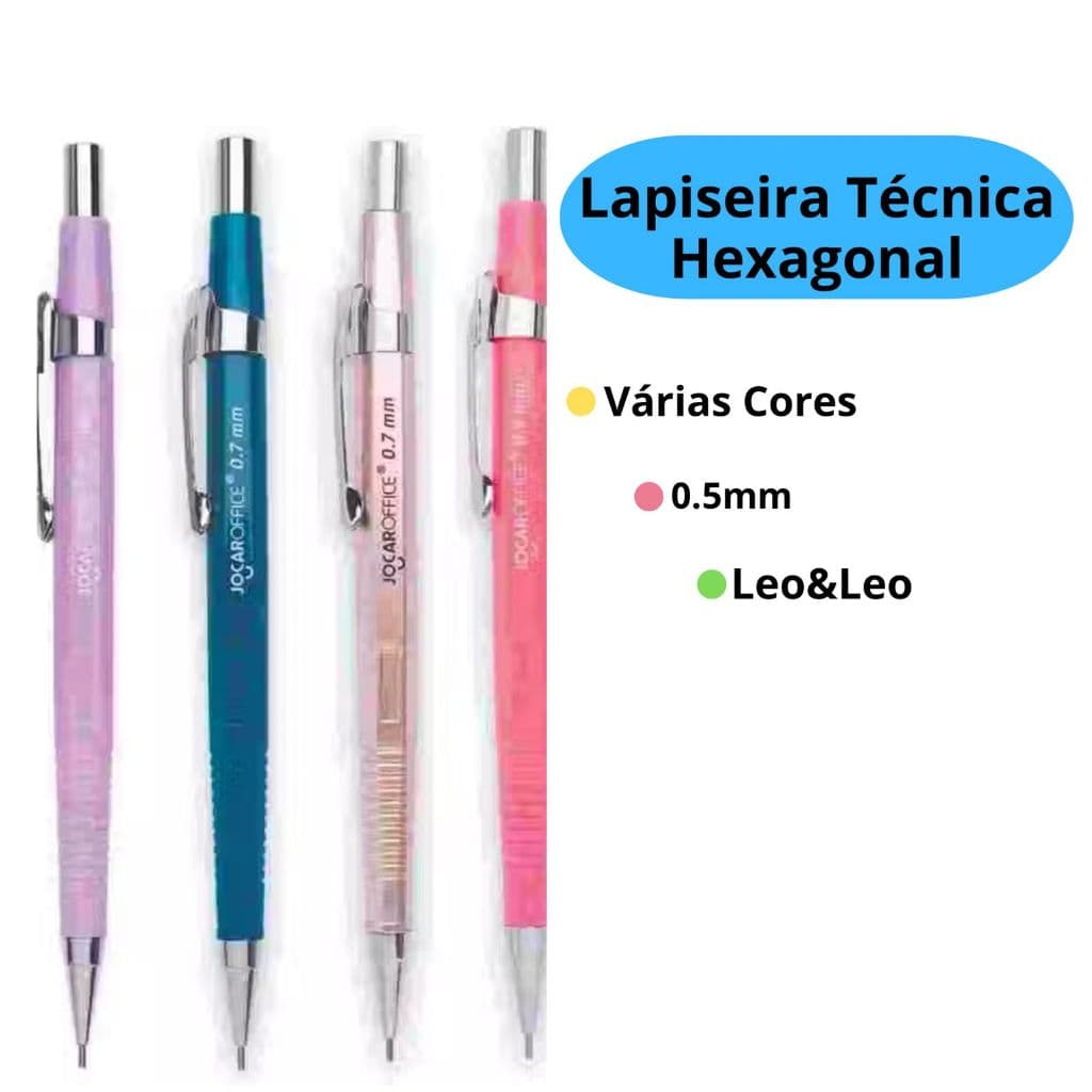 Lapiseira Técnica Hexagonal 0.5 Jocar Office Cores Mistas Escolar Escritório - Leo&Leo