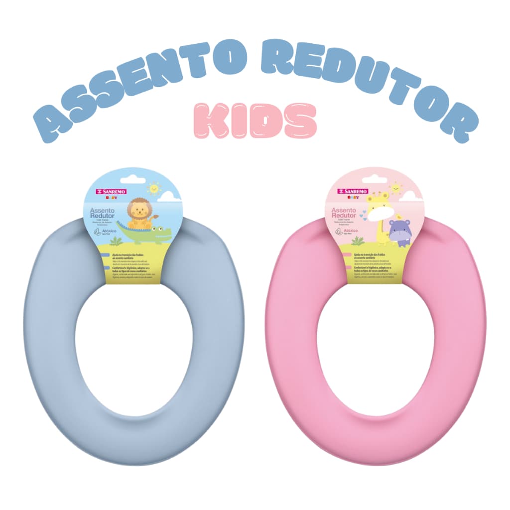 Redutor de Assento Kids para Vaso Sanitário Infantil Sanremo Azul/Rosa