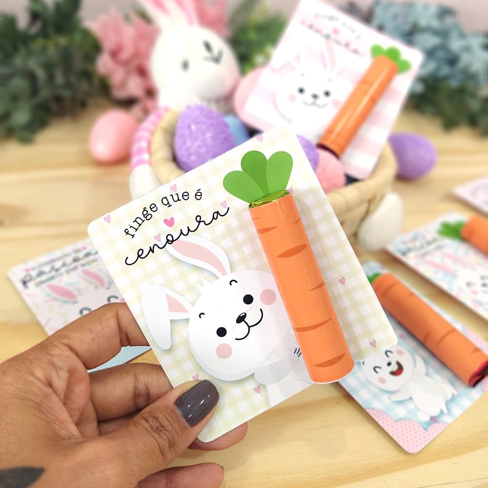 30/50/100 Mimo para Páscoa - Card Páscoa + Adesivos de Cenoura- (Não acompanha Chocolate)