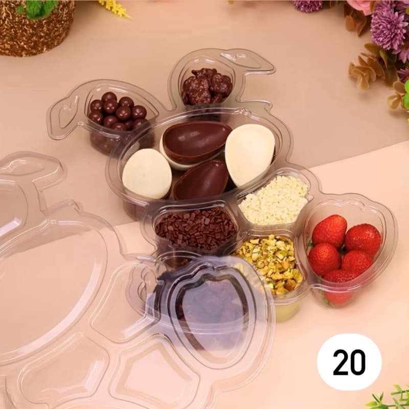 10~40 Petisqueira Coelho Páscoa PET p/ Chocolate Presente - PETISCOELHO JANGO