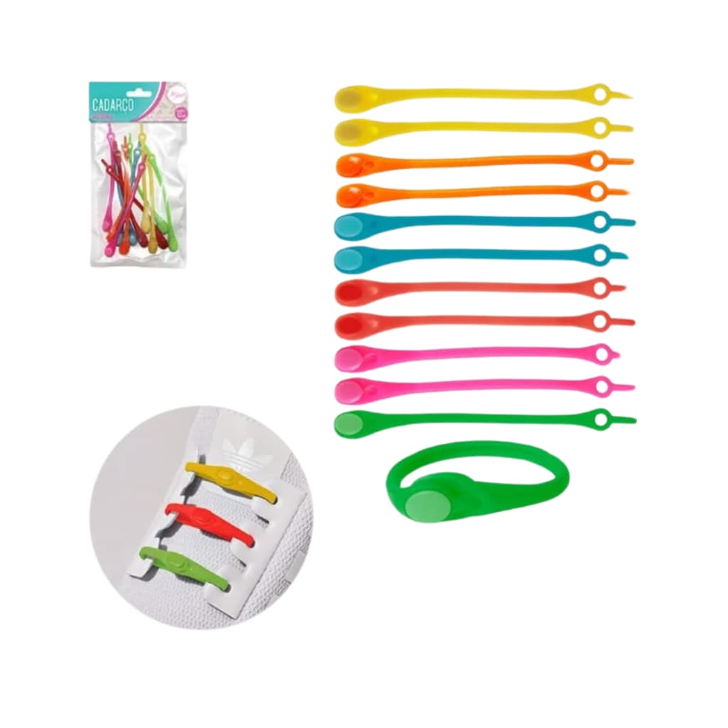Cadarço de silicone colorido 12 pçs