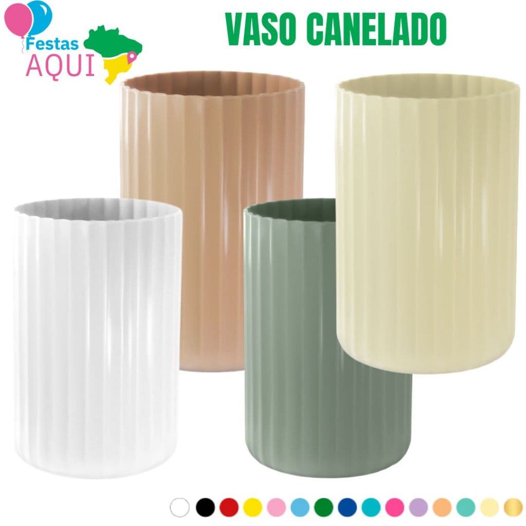 Vaso Canelado 20 Cm - Várias cores