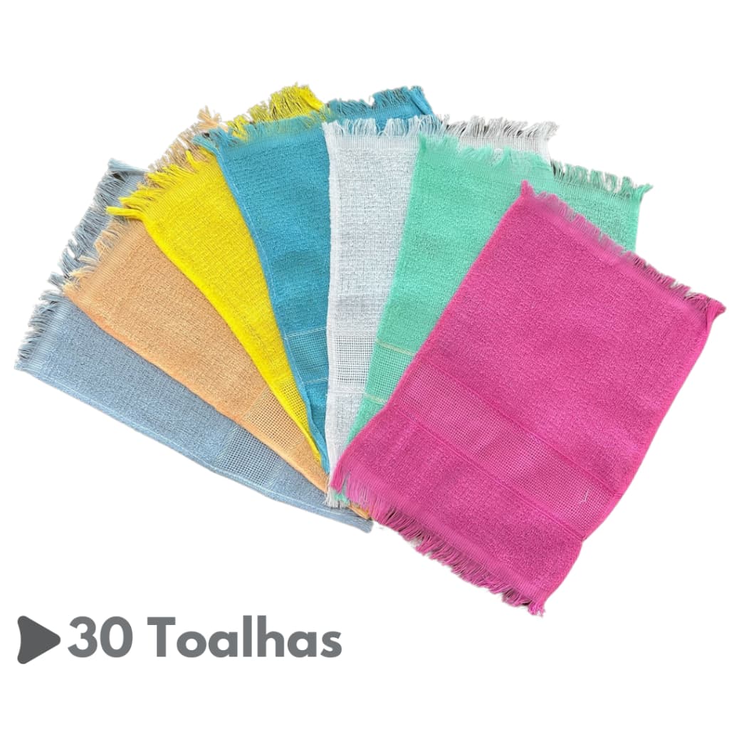 Kit 30 Toalhinha de Mão Social Lisa 22x32cm 100% Algodão Toalha Academia