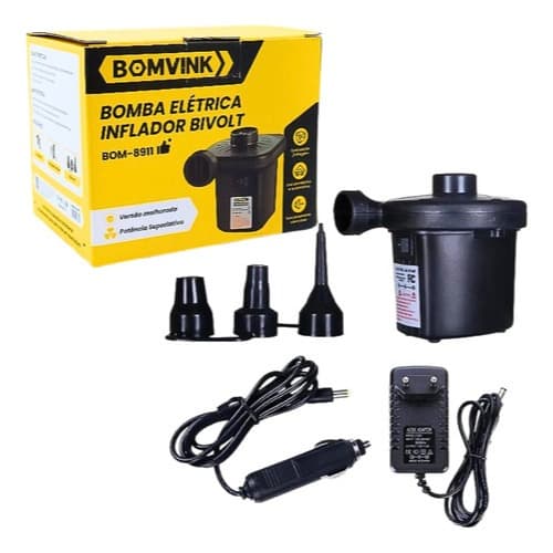 Bomba De Ar Elétrica Bivolt Encher Colchão Boia Piscina Bomba Pneumática Inflador Com Bicos Bivolt