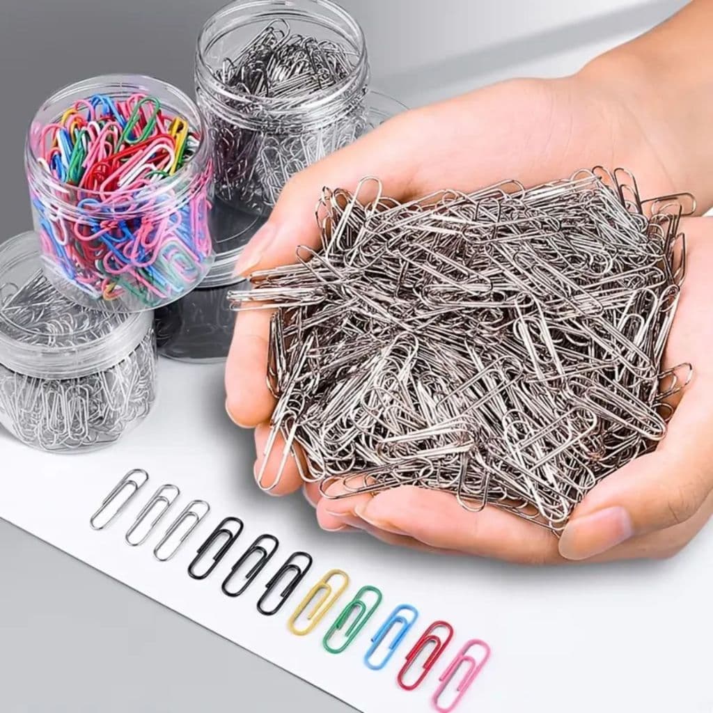 50/100 Clips de Papel Niquelado Colorido Prata Clipes de Papel Grande e Pequeno Papelaria Escritório