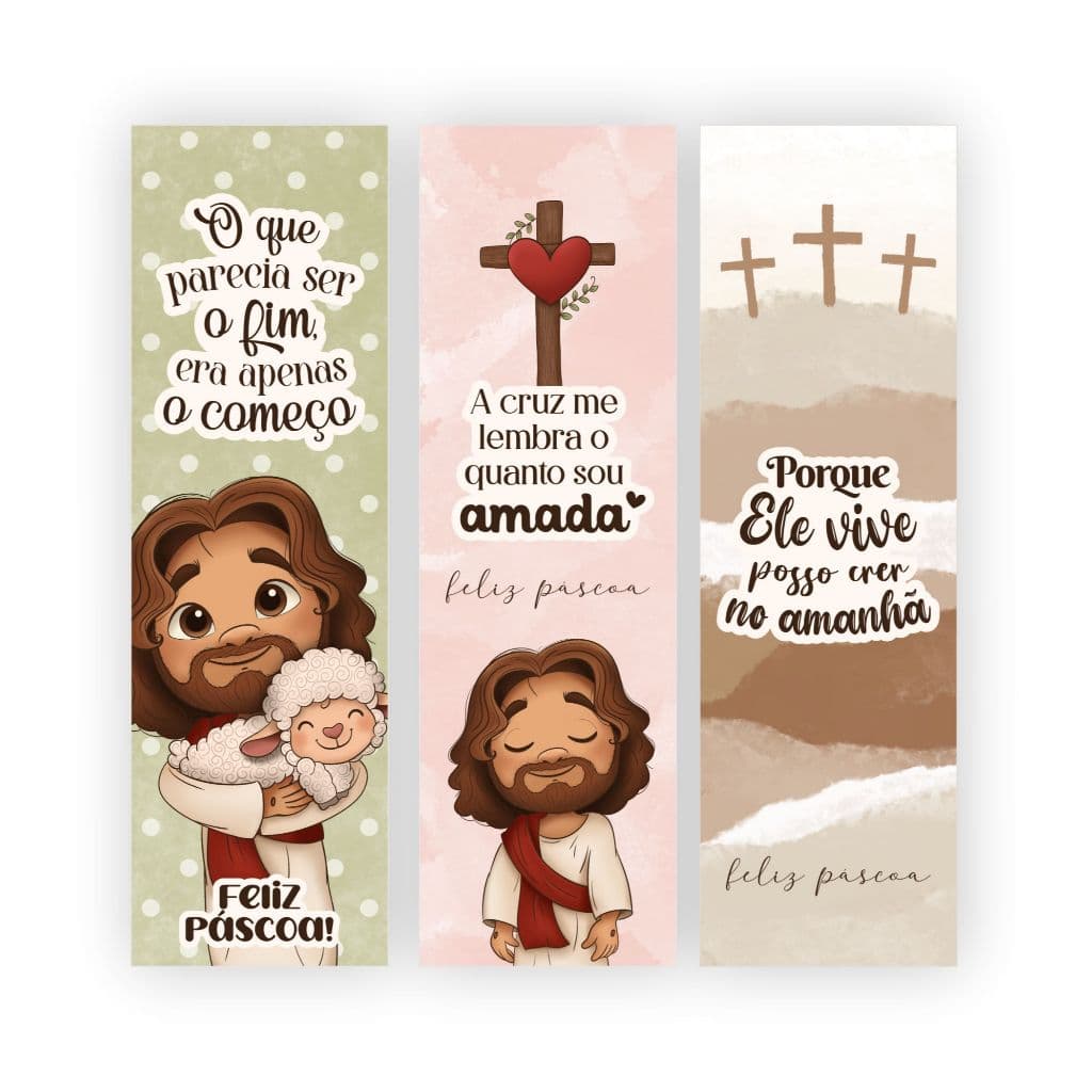 Marcador de Páginas - Feliz Páscoa - Frases bíblicas/ motivacionais - Páscoa Cristã