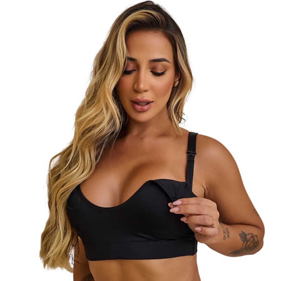 Kit 2 Sutiã de Amamentação Top Reforçado Sem Bojo Lingerie Gestante Pós Parto Maternidade Soutien Gravida