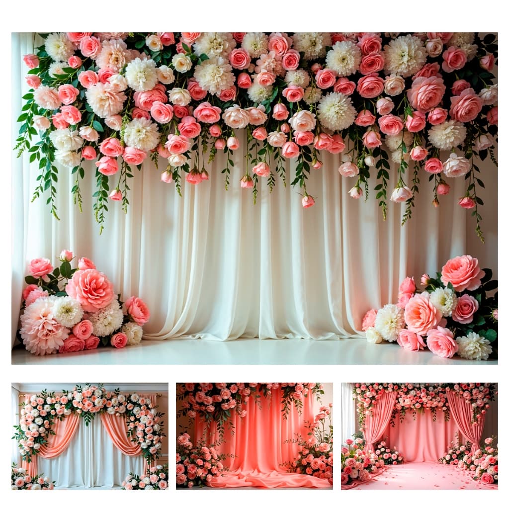 Painel Retangular Floral Casamento P/ Fotos Decorativo 1,5x2,2 Mt