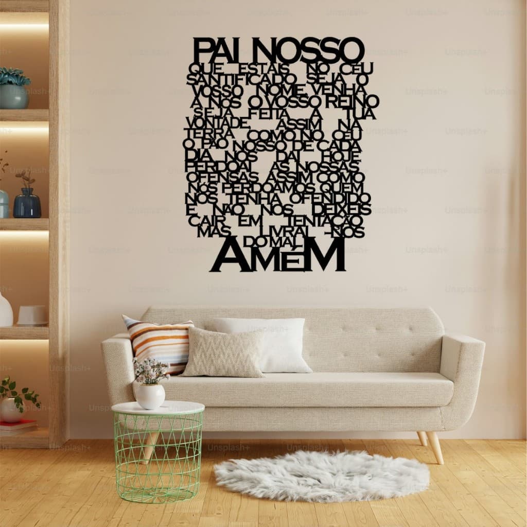 Quadro Decorativo Painel Oração Pai Nosso Em Relevo Para Sala Quarto Cozinha Decoração