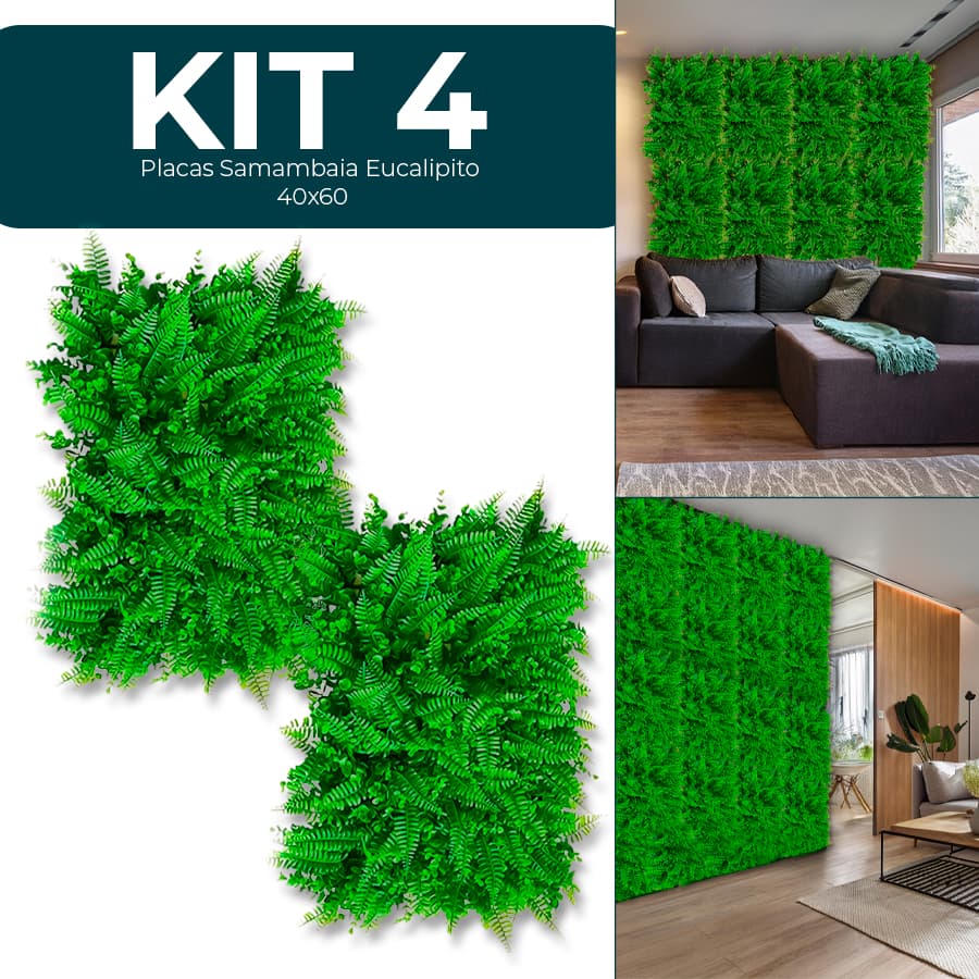 Placa de Samambaia/Eucalipto 60x40cm Muro Ingles Premium