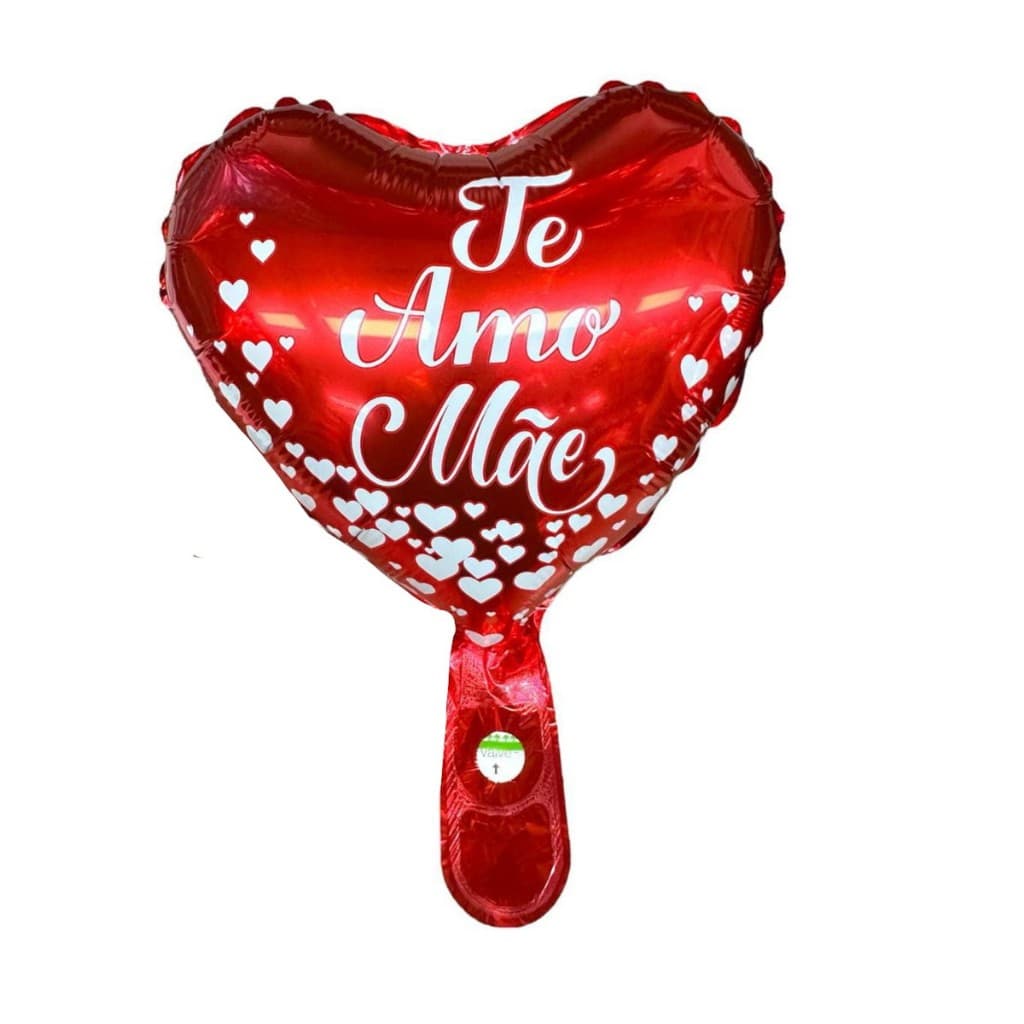 50 Balão Coração Metalizado 21cm Feliz Dia das Mães Te Amo Decoração C90565