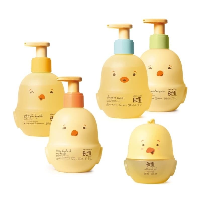 Combo Boti baby sol banho Shampoo, condicionador, sabonete líquido, hidratante e colônia (5 itens)