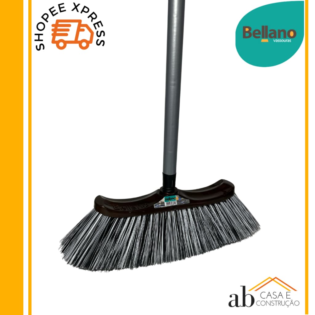 Vassoura Italiana Bellano Porcelanato Luxo Cerdas Macias Limpeza Perfeita