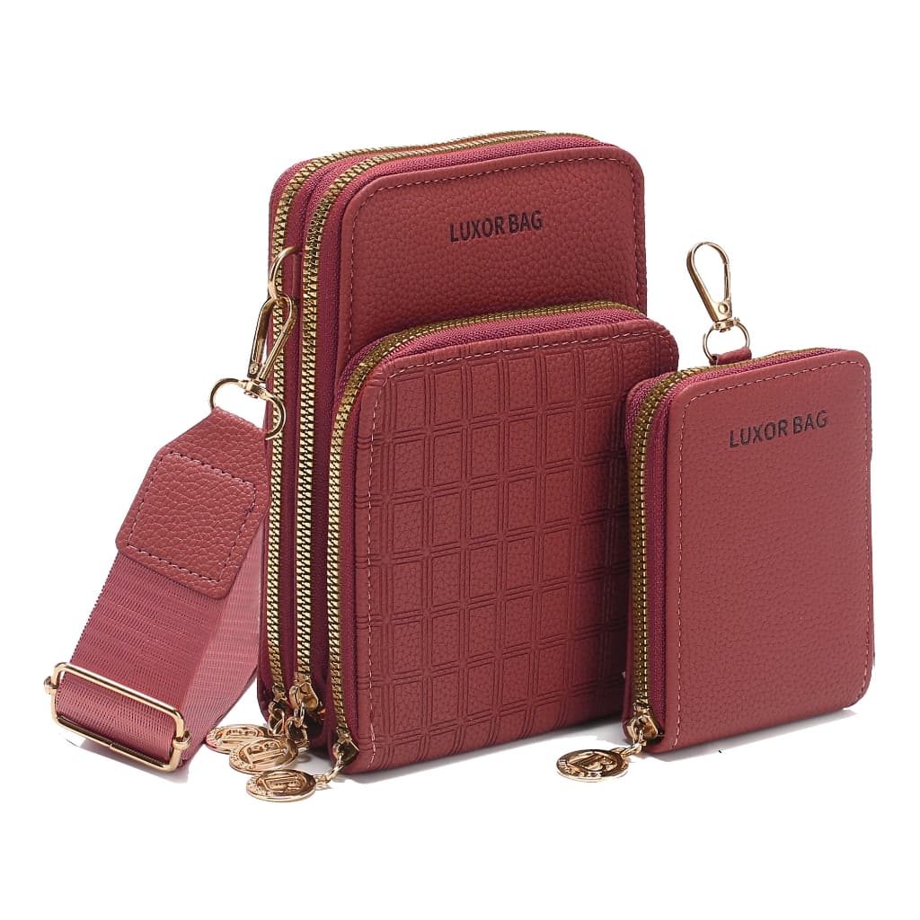 Bolsa Feminina Transversal 3 divisórias Porta Celular com Linda Carteira