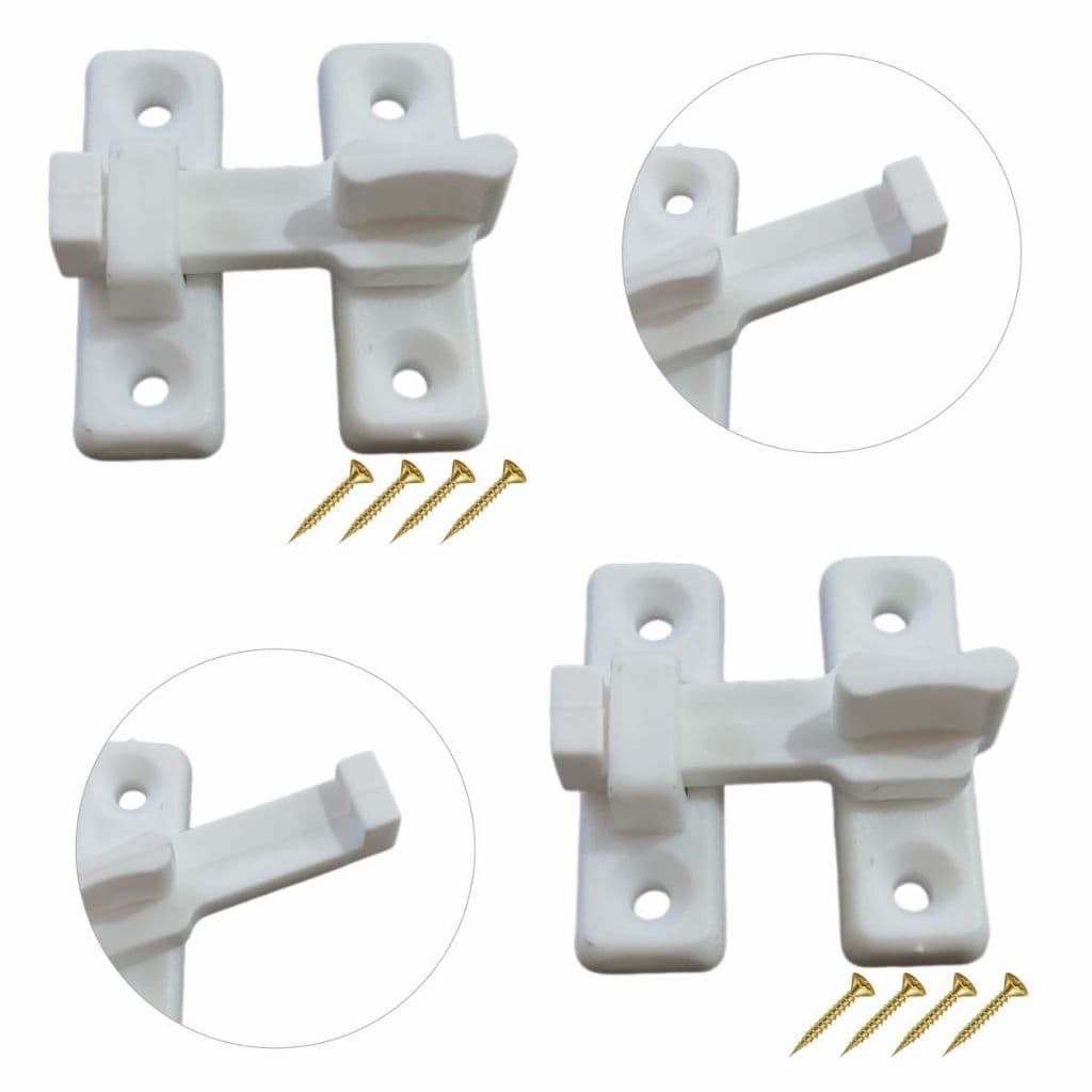 Kit 02 Fecho Plást. Para Porta Sanfonada C/ Parafusos Branco