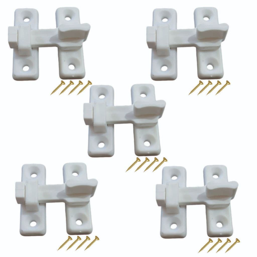 5x Trinco Fecho Tranqueta Plástica P/ Portas Sanfonadas e Janelas  C/ Parafusos BR